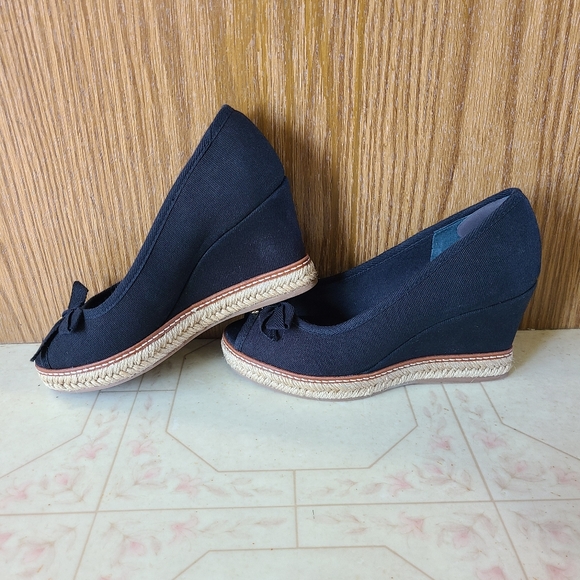 EUC ✨️ Tory Burch Jackie Bow Espadrille Peep-toe Wedges Size 6.5 - Picture 7 of 11